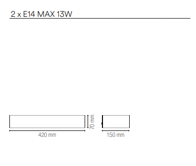 Applique a parete in gesso verniciabile diffusore inferiore in vetro satinato, diffusore superiore in acrilico bianco attacco E14 collezione CORTINA Applique a parete in gesso verniciabile diffusore inferiore in vetro satinato, diffusore superiore in acrilico bianco attacco E14 collezione CORTINA